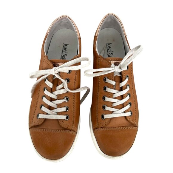 Josef Seibel Leather Lace-Up Sneakers Camel Brown Size 38 US 8 - Picture 3 of 13